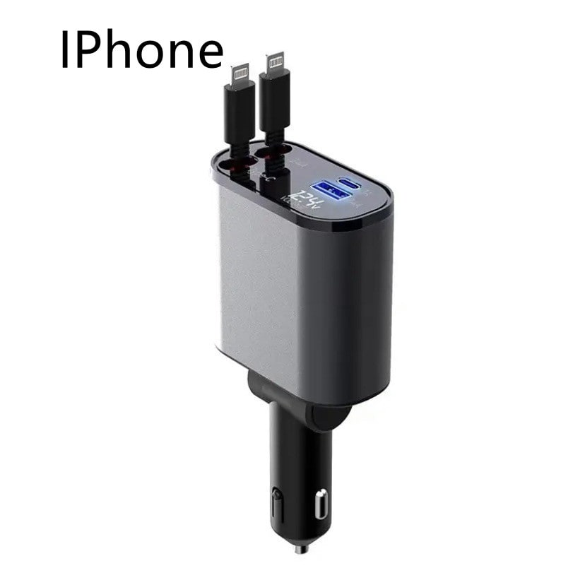 Smart Drive Rapid Charge Car Charger with Dual USB-C Cables