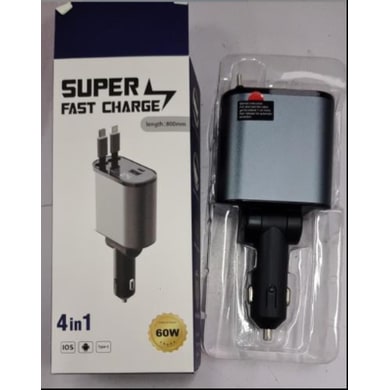Smart Drive Rapid Charge Car Charger with Dual USB-C Cables