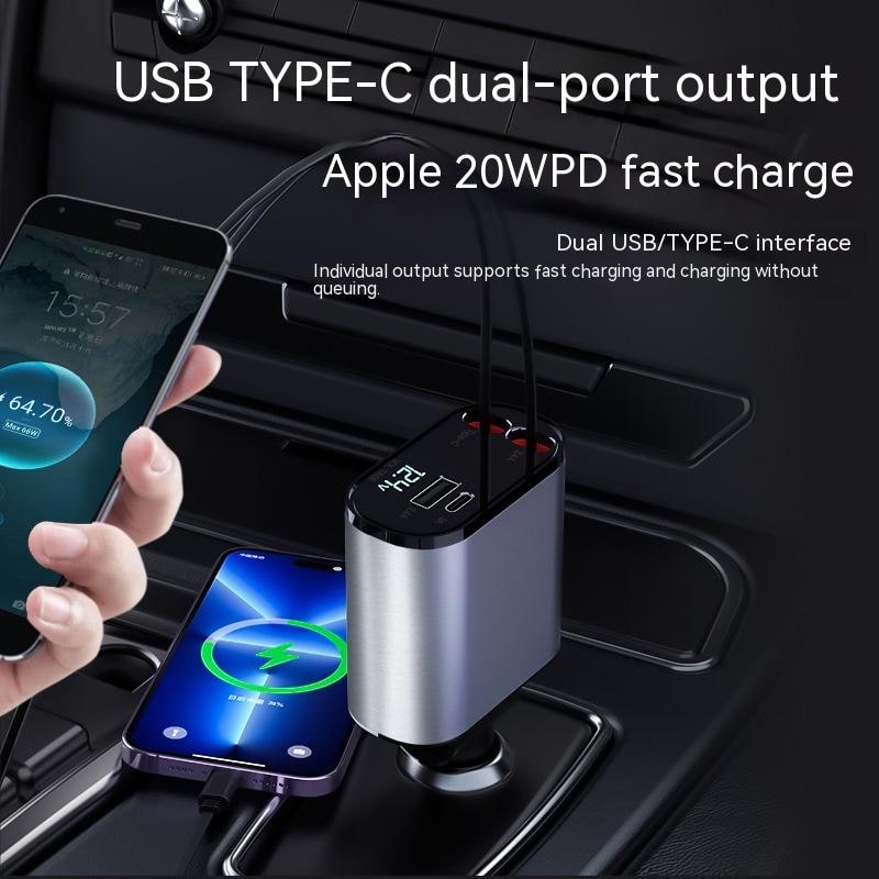Smart Drive Rapid Charge Car Charger with Dual USB-C Cables