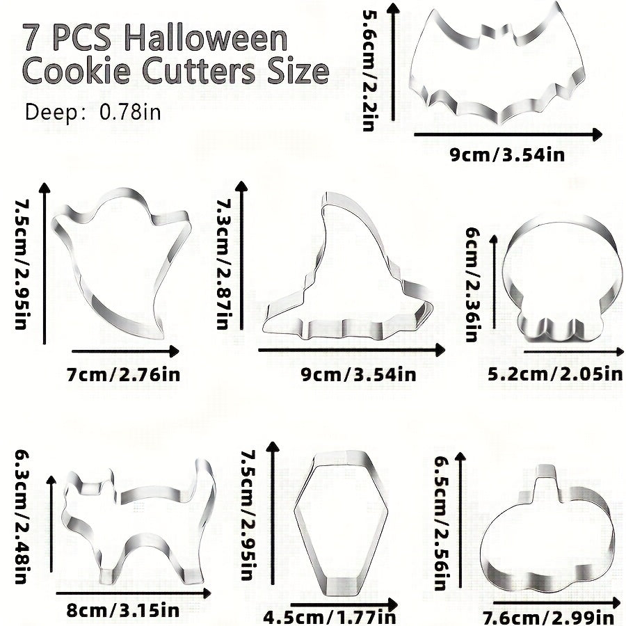 Spooktacular Stainless Steel Cookie Cutter Set – 7 Halloween Shapes