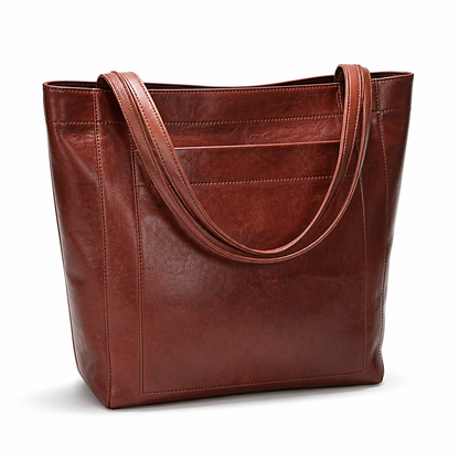 Elegant Structured Leather Tote with Detachable Strap