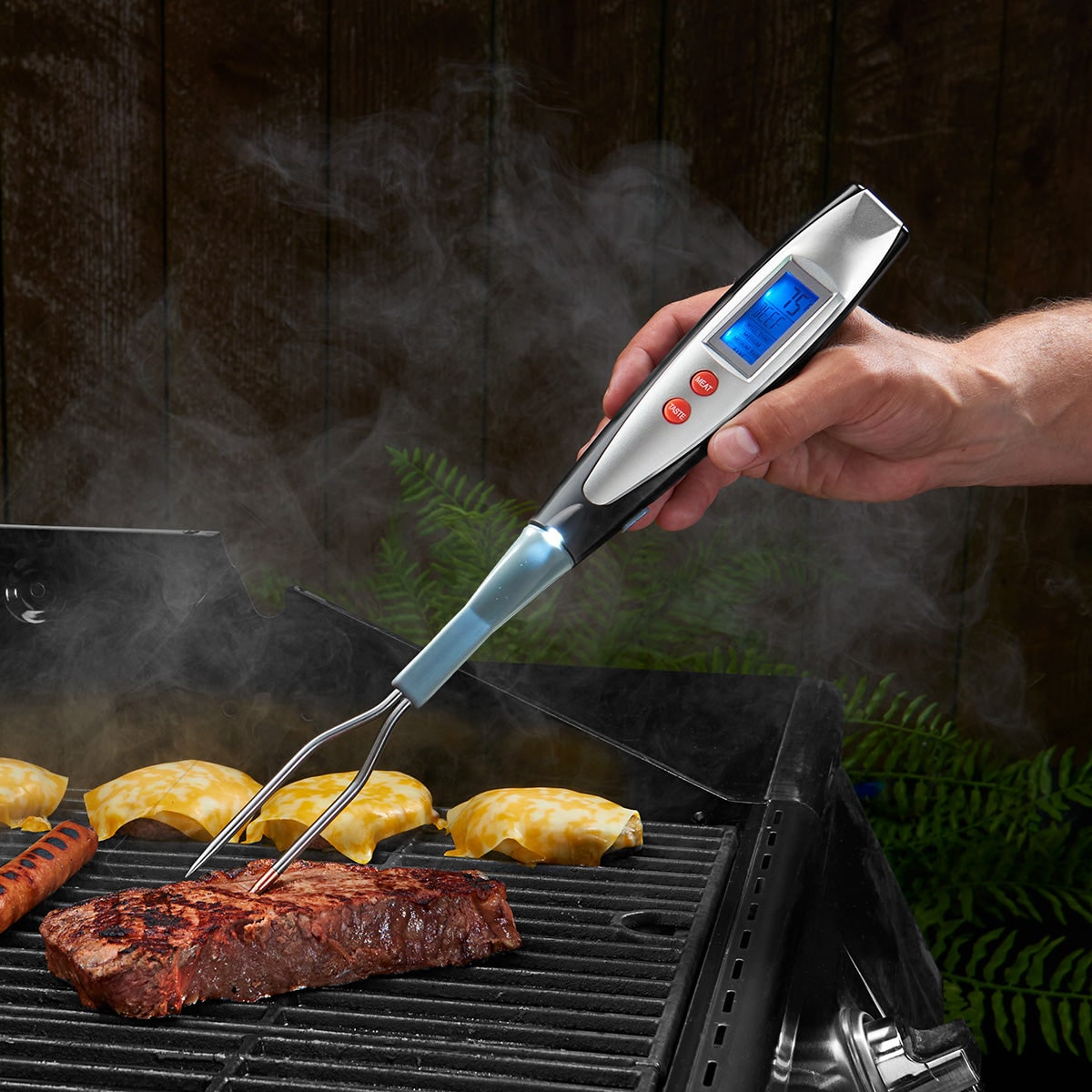 SmartGrill Instant-Read Meat Thermometer with Backlit Display