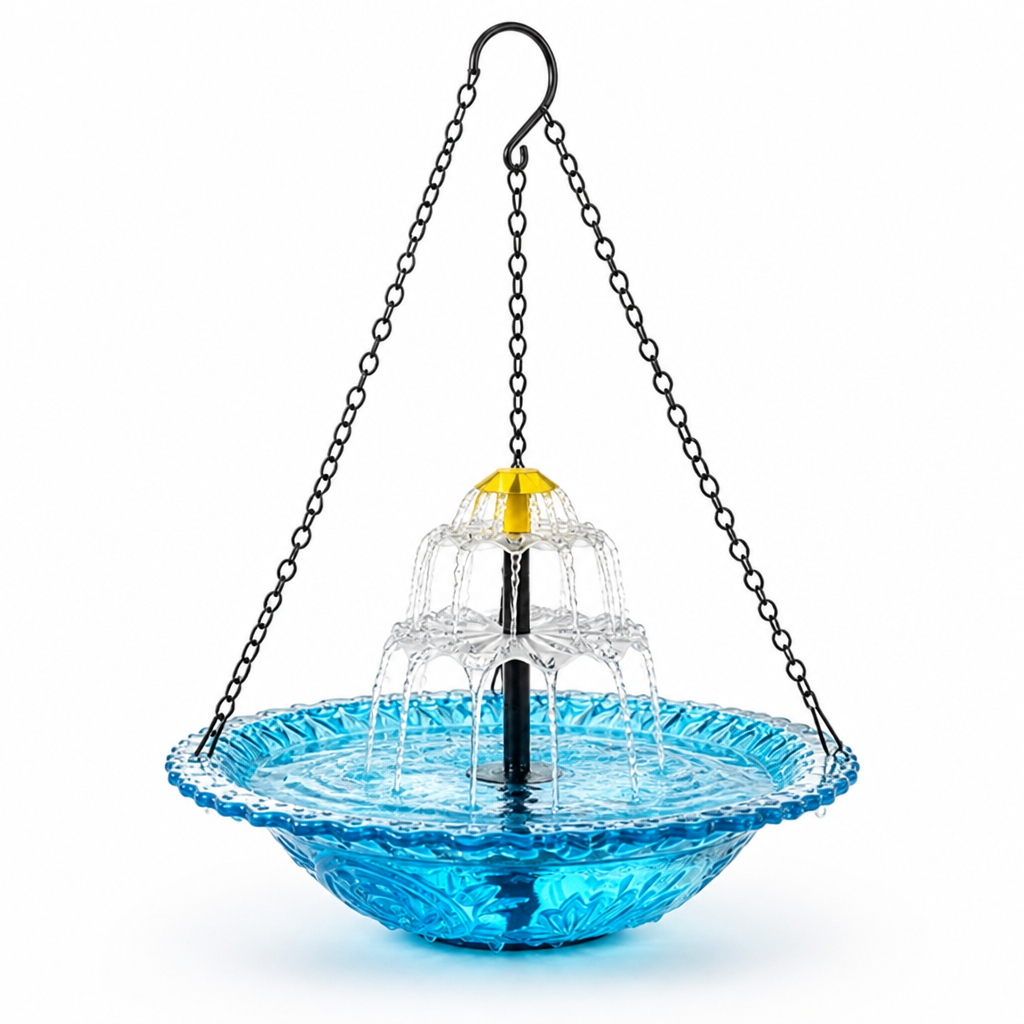 Eco-Friendly Solar-Powered Dual-Level Bird Fountain