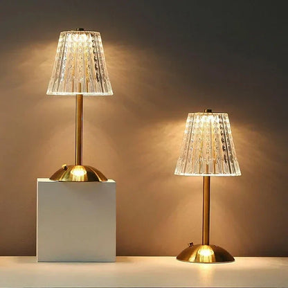 Lustrous Crystal Accent Lamp with Golden Base for Chic Spaces