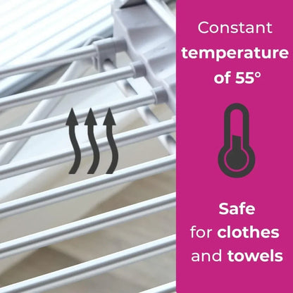 Compact Electric Clothes Dryer with Foldable Wings and Sturdy Frame