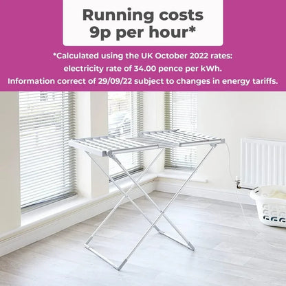 Compact Electric Clothes Dryer with Foldable Wings and Sturdy Frame