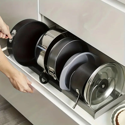 Smart Kitchen Organizer | Adjustable & Space-Saving Design | Neatly Sort Pots, Lids & Accessories