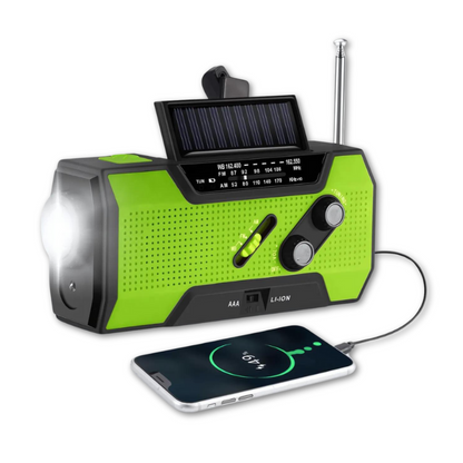 All-in-One Survival Radio with Solar Charger & LED Torch