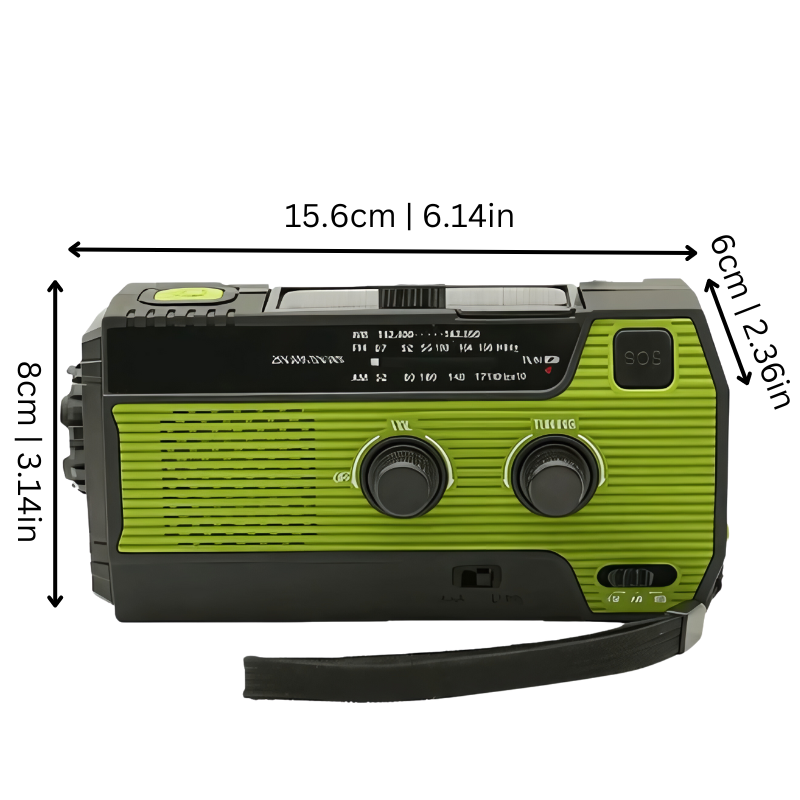All-in-One Survival Radio with Solar Charger & LED Torch