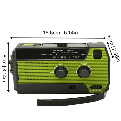 All-in-One Survival Radio with Solar Charger & LED Torch