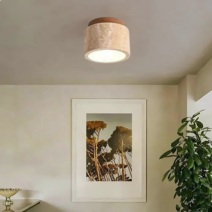 Elegant Ceiling Light Fixture with Natural Stone Shade for Home