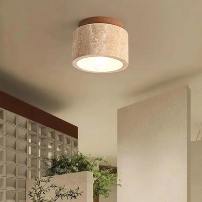 Elegant Ceiling Light Fixture with Natural Stone Shade for Home