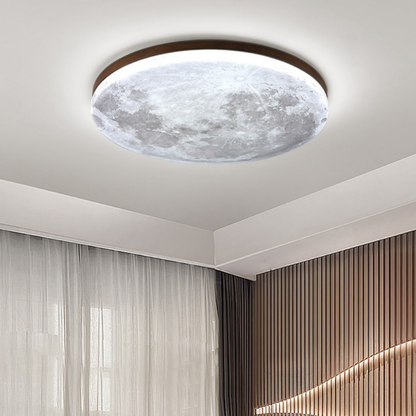 Elegant Moonlight Ceiling Fixture with Wooden Accents
