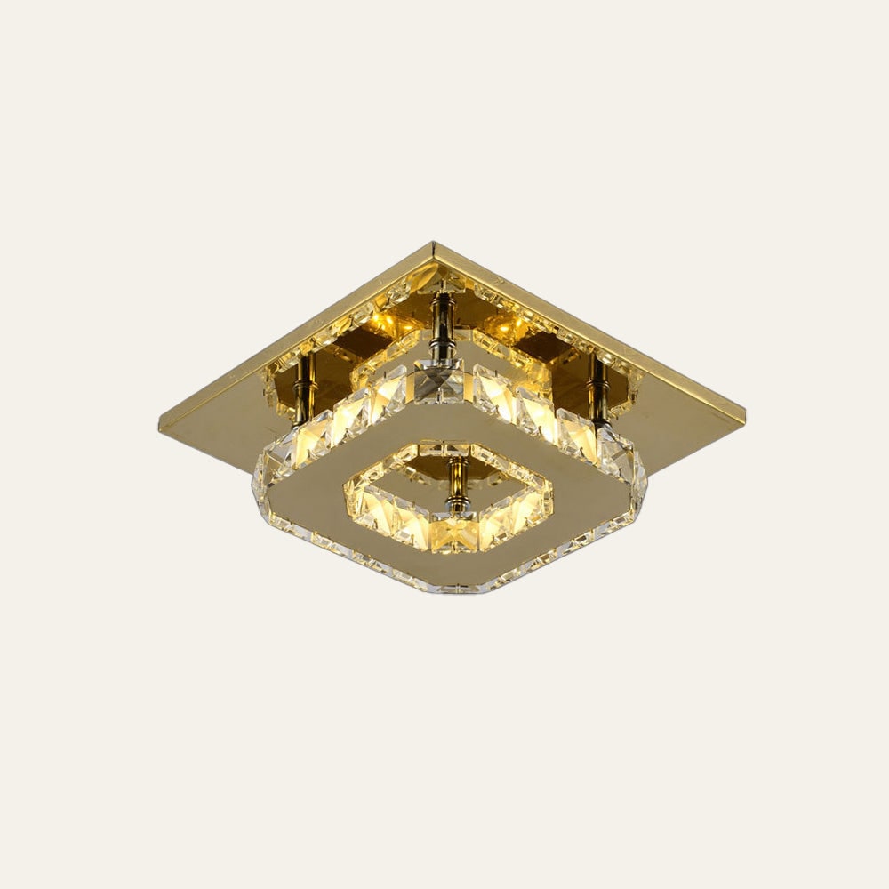 Sleek Square LED Ceiling Light with Crystal Accents for Home