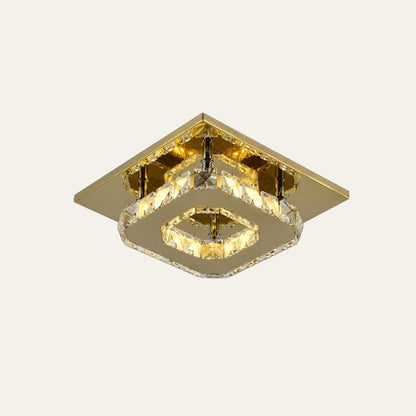 Sleek Square LED Ceiling Light with Crystal Accents for Home
