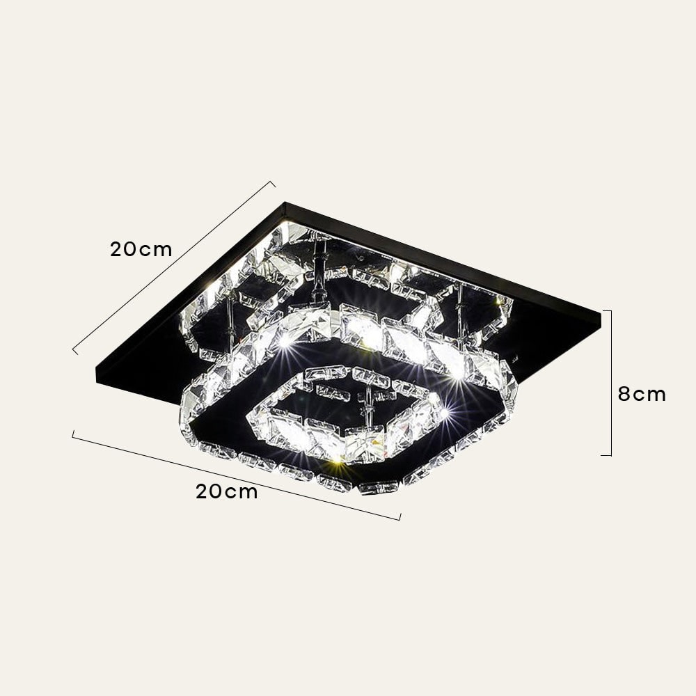 Sleek Square LED Ceiling Light with Crystal Accents for Home
