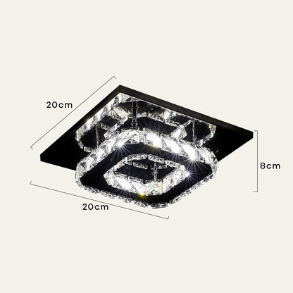 Sleek Square LED Ceiling Light with Crystal Accents for Home