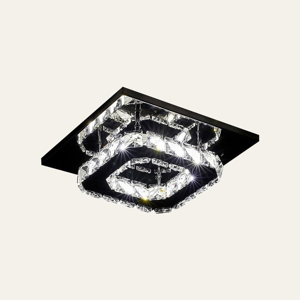 Sleek Square LED Ceiling Light with Crystal Accents for Home