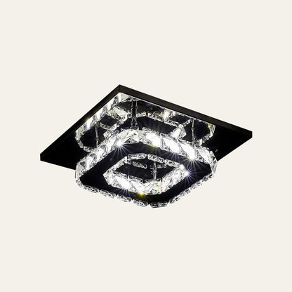 Sleek Square LED Ceiling Light with Crystal Accents for Home