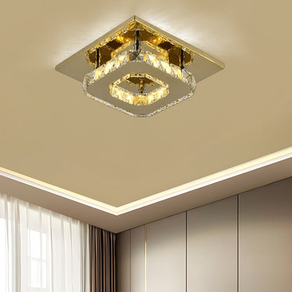 Sleek Square LED Ceiling Light with Crystal Accents for Home
