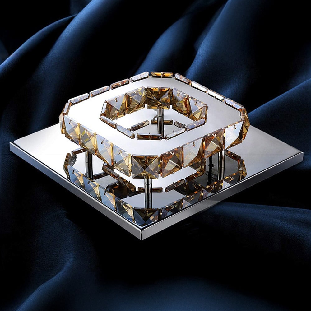 Sleek Square LED Ceiling Light with Crystal Accents for Home