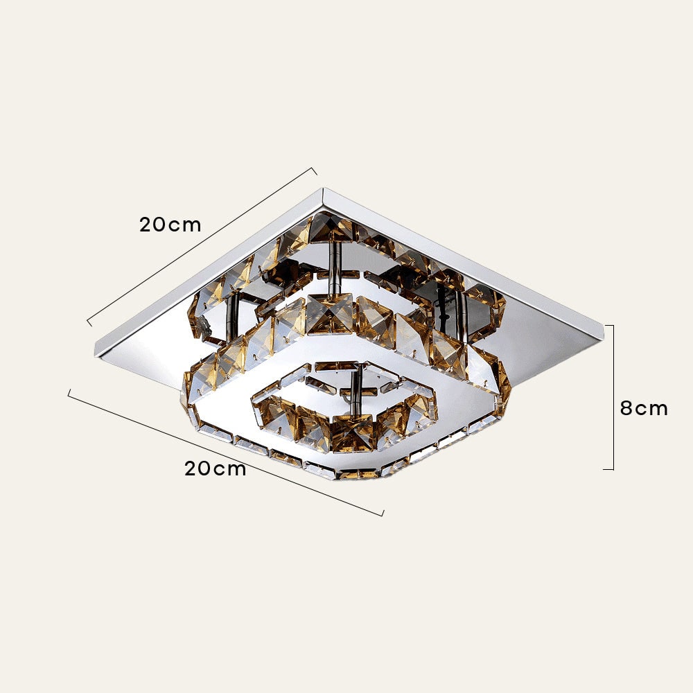 Sleek Square LED Ceiling Light with Crystal Accents for Home