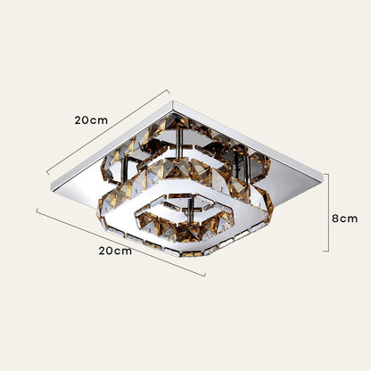 Sleek Square LED Ceiling Light with Crystal Accents for Home