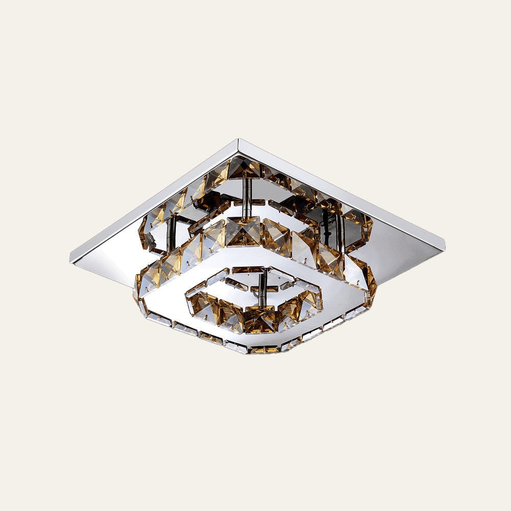 Sleek Square LED Ceiling Light with Crystal Accents for Home