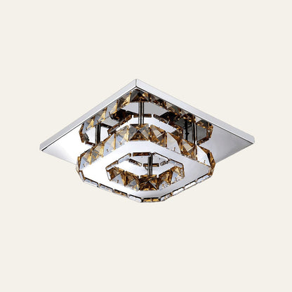 Sleek Square LED Ceiling Light with Crystal Accents for Home