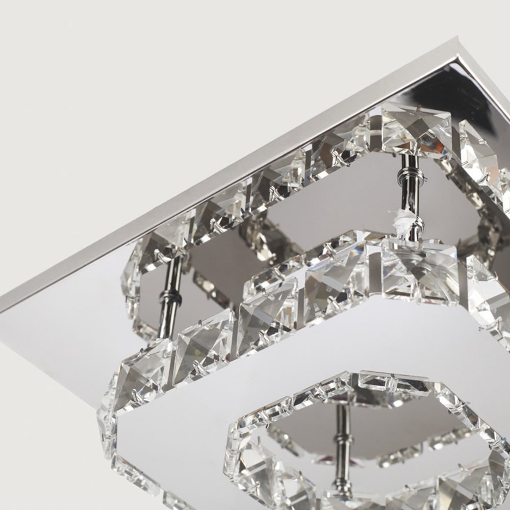 Sleek Square LED Ceiling Light with Crystal Accents for Home