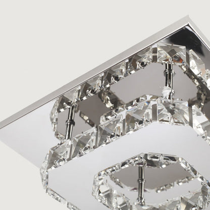 Sleek Square LED Ceiling Light with Crystal Accents for Home