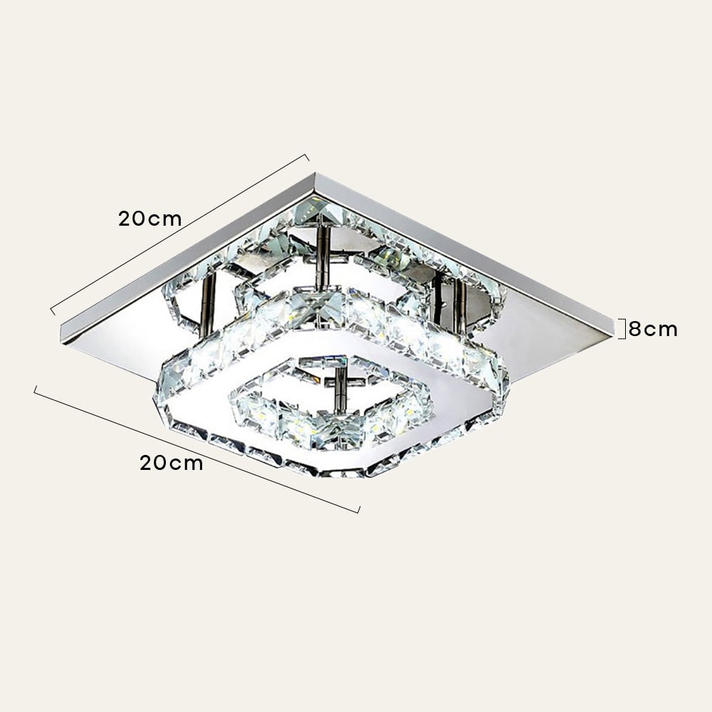Sleek Square LED Ceiling Light with Crystal Accents for Home