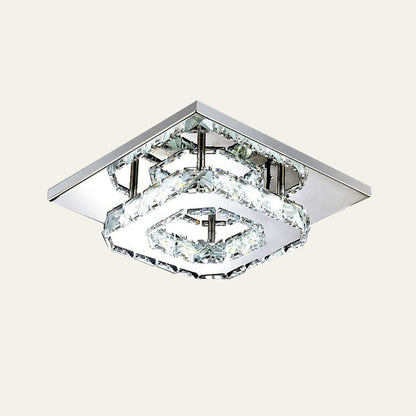 Sleek Square LED Ceiling Light with Crystal Accents for Home