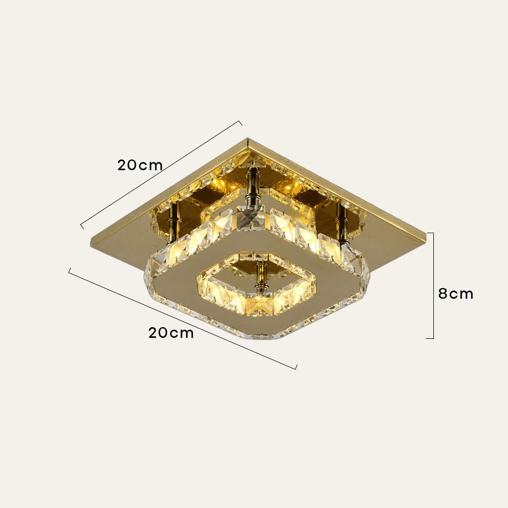 Sleek Square LED Ceiling Light with Crystal Accents for Home