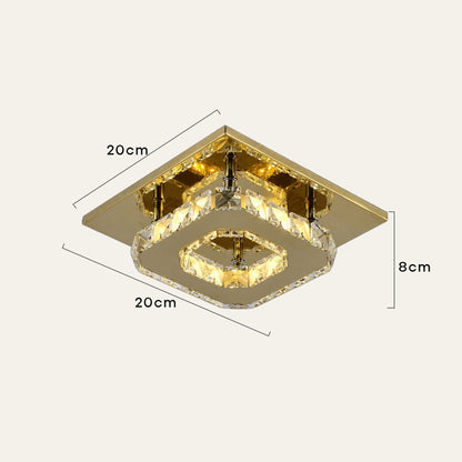 Sleek Square LED Ceiling Light with Crystal Accents for Home