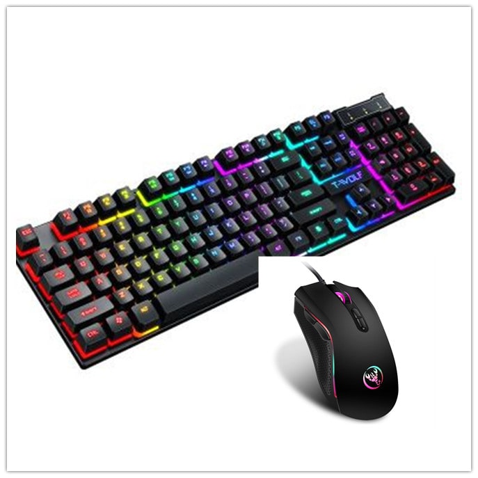 Pro Gamer Keyboard and Comfort Mouse Set with RGB Glow