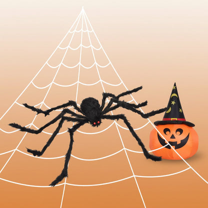Lifesize Creepy Crawler Spider Decoration with Bright Eyes and Webbing