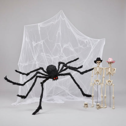 Lifesize Creepy Crawler Spider Decoration with Bright Eyes and Webbing
