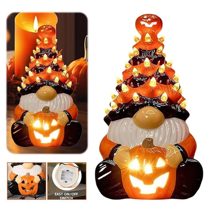 Enchanting Gnome Tree Figurine with LED Lights for Halloween
