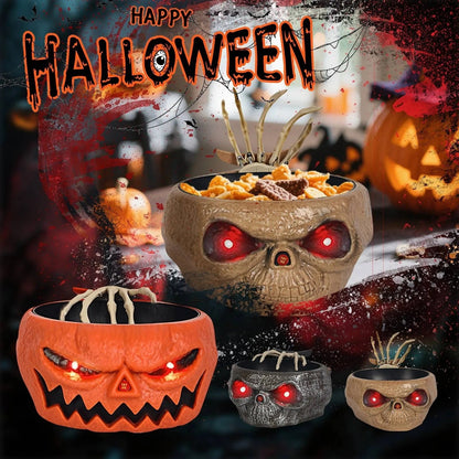 Spooktacular Animated Treat Bowl with Motion-Triggered Skeleton Hand
