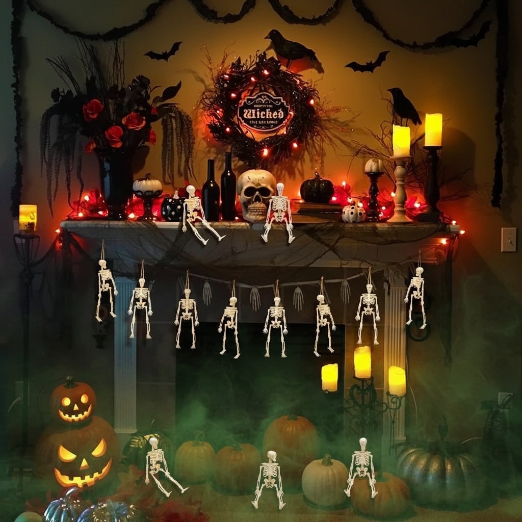 Spooky Poseable Skeleton Figures for Halloween Decor