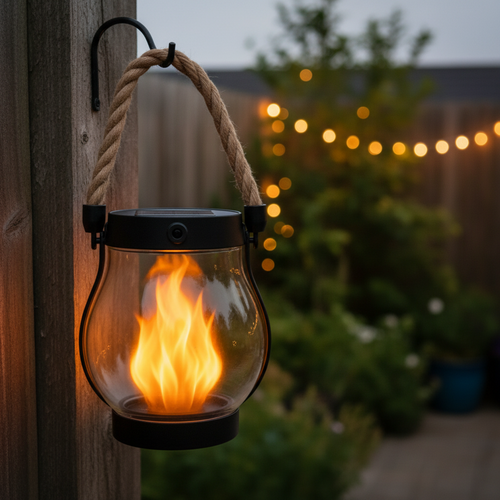 Enchanting Solar Lantern with Realistic Flame for Outdoor Decor