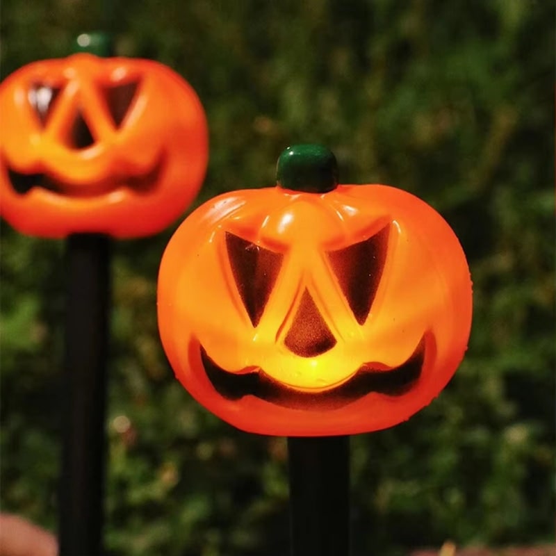 Solar-Powered Halloween Pumpkin Path Lights - Set of 5