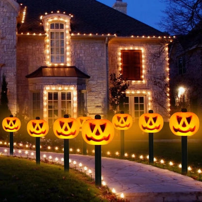 Solar-Powered Halloween Pumpkin Path Lights - Set of 5