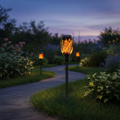 Enchanting Solar Flame Lights for Outdoor Pathway Decoration