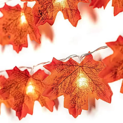 Autumn Leaf String Lights with Warm Amber Glow for Festive Decor