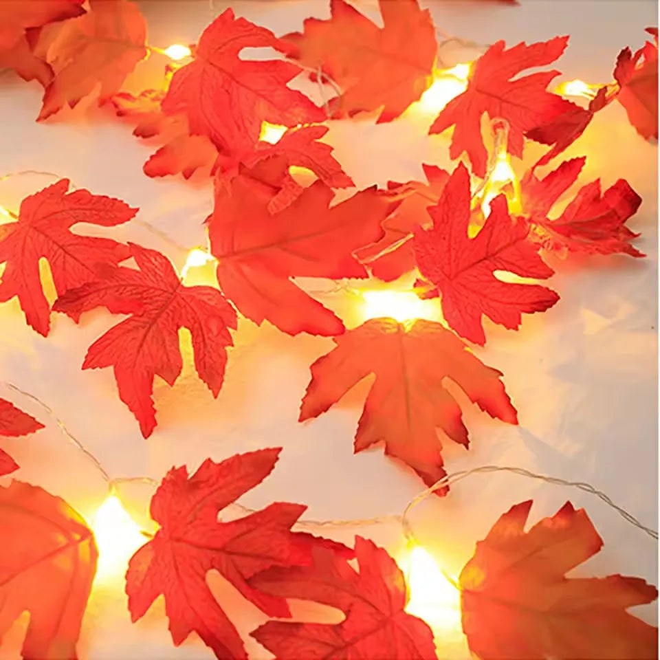 Autumn Leaf String Lights with Warm Amber Glow for Festive Decor