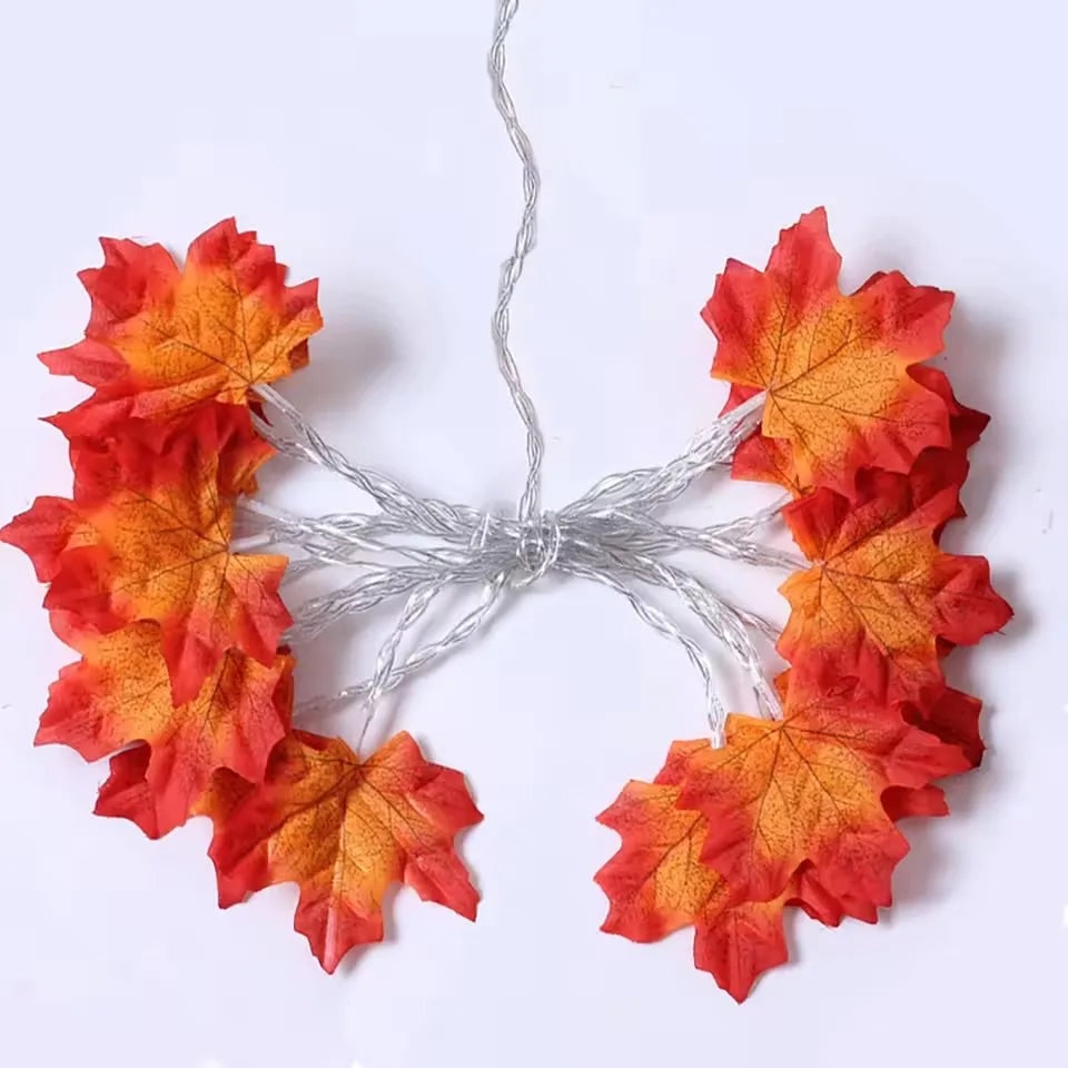 Autumn Leaf String Lights with Warm Amber Glow for Festive Decor