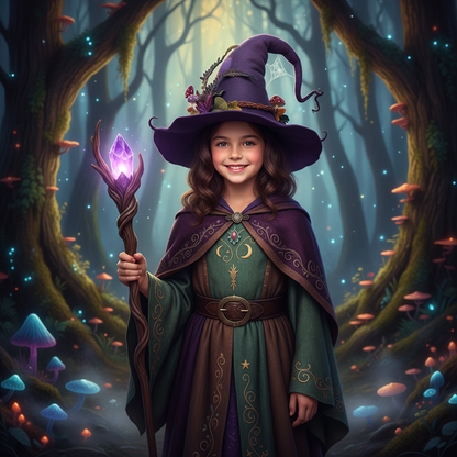 Mystical Sorceress Hat with Enchanting Forest Accents