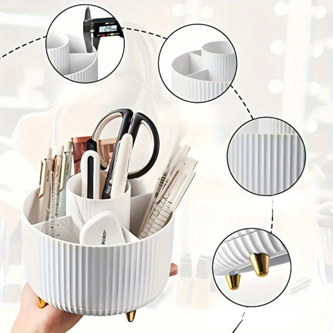 Revolving Beauty Storage Stand with 5 Sections for Quick Access